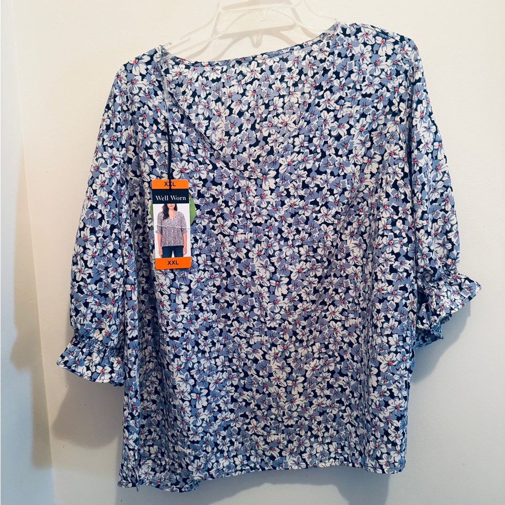 NWT Floral Well Worn Women's Multicolor Floral Blouse - XXL